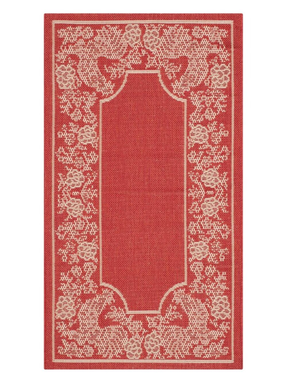 NWT Safavieh Rooster Indoor Outdoor Rectangle Rug Red / Natural 2' x 3'7"